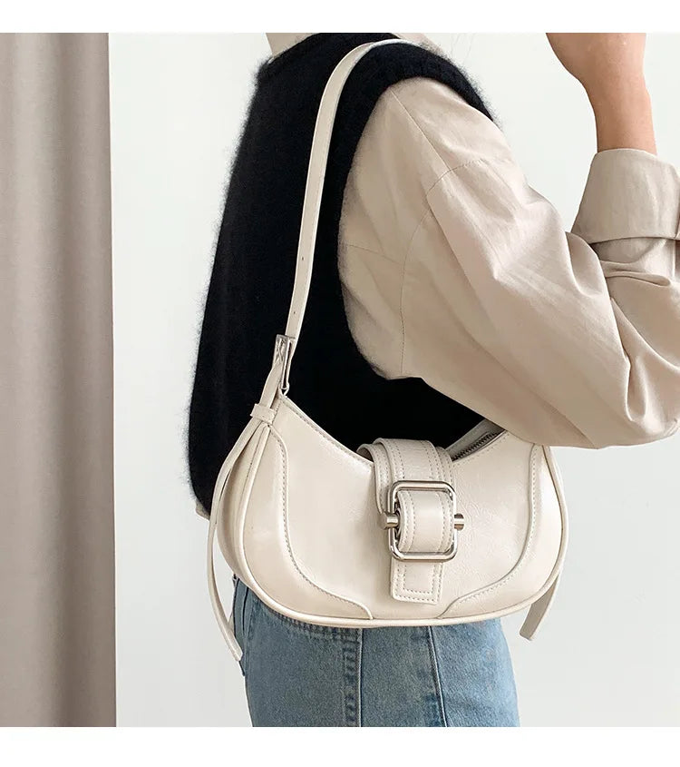Fashion Handbags For Women Half-moon Leather Hasp lady Shoulder Crossbody Bag Luxury Designer Ladies Underarm Bags Hobo coffee