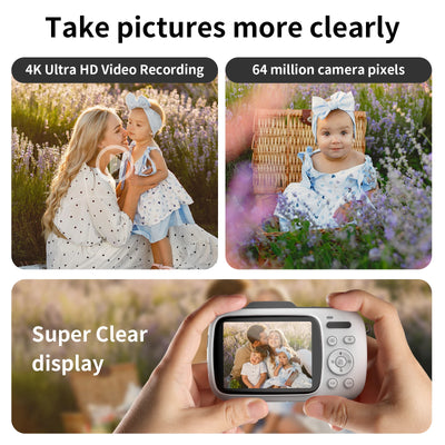 Digital Camera 4K Cameras for Photography Anti-Shake 64MP Portable Vlogging Camera Travel Point Shoot Camera for Beginners Teen