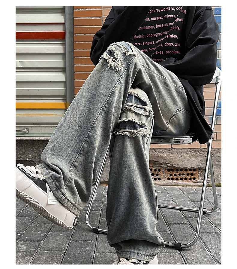 Men Clothing 2025 Y2K Fashion Stretch Slim Ripped Jeans Pants Vintage Skinny Biker Denim Trousers Ankle Zipper Ropa Hombre Jeans