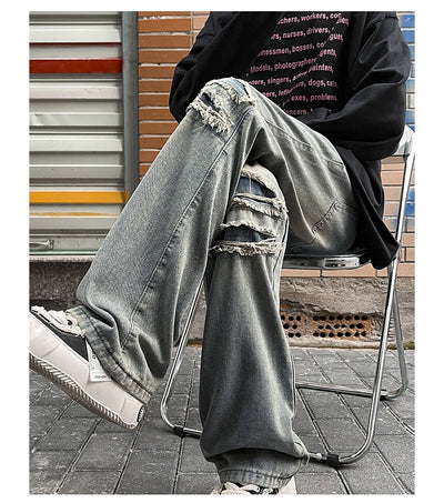 Men Clothing 2025 Y2K Fashion Stretch Slim Ripped Jeans Pants Vintage Skinny Biker Denim Trousers Ankle Zipper Ropa Hombre Jeans