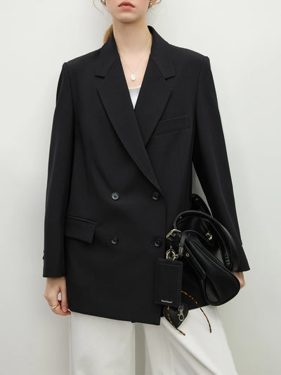 FSLE Chic Double-breasted Casual Blazer Jacket for Women Spring 2025 New Style High-end Loose Lazy Style Top 25FS11097