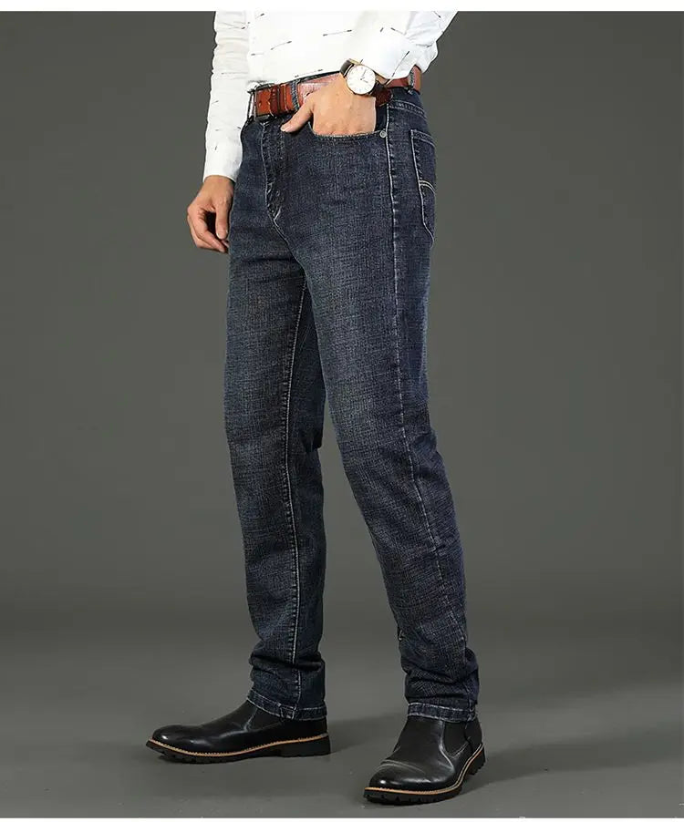 Classic Business Casual Jeans Men 2025 New Fashion Retro Slim Stretch Denim Trousers Male High Quality Luxury Pants Men Clothing