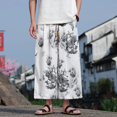 Men's Floral Wide Leg Casual Harem Japanese Yoga Harem Pants Hip hop Joggers Baggy Trousers for Men Summer Streetwaer M-XXXXXL