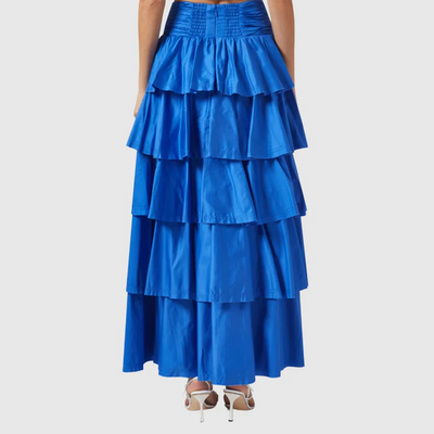 TWOTWINSTYLE Solid Two Piece Sets for Women V Neck Sleevelesss Spliced Folds Top High Waist Elegant Skirts Female Clothing New