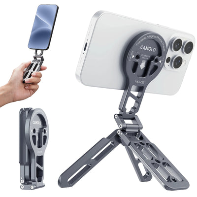 Magnetic Phone Holder Magsafe Tripod with Arca-Swiss Cold Shoe for Phone Vlog Foldable Desktop Phone Mount for Travel