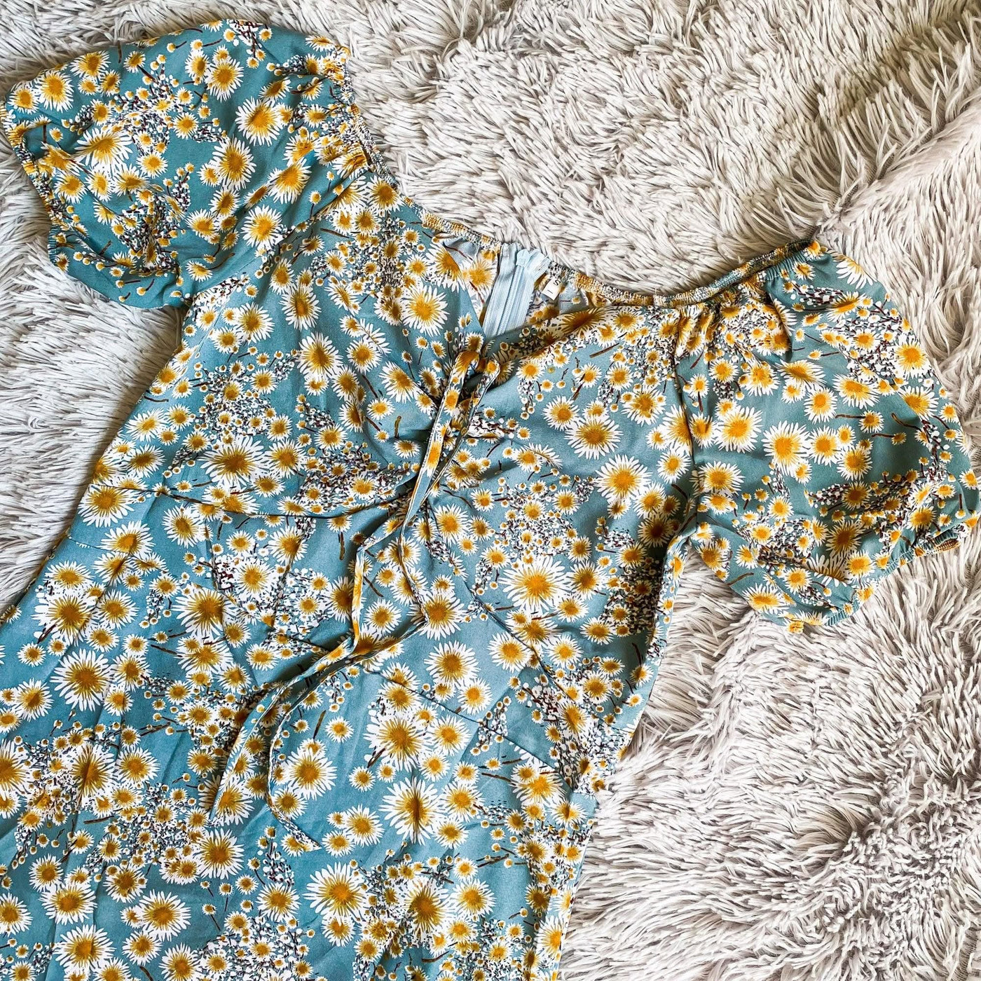 Women Mini Printed Floral Chiffon Shirring Pleated Short Puffy Sleeve Casual Dresses Summer Fashion