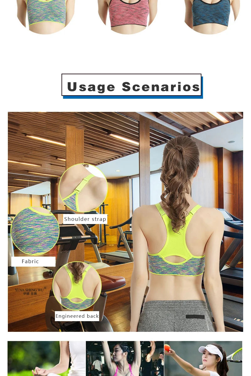 Women Sports Yoga Bra Breathable Quick Dry Top Shockproof Cross Back Push Up Fitness Active Bra Gym Running Bra Sportwear