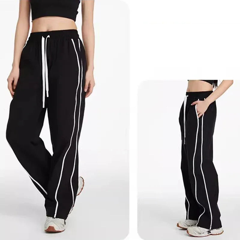 Women's sports and fitness pants, summer new style with pocket sports breathable quick drying casual loose sports pants