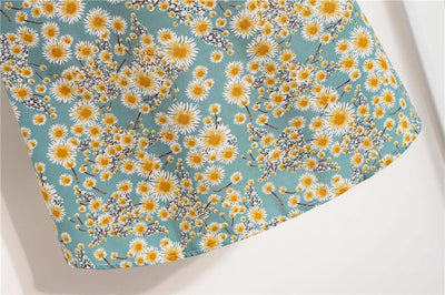 Women Mini Printed Floral Chiffon Shirring Pleated Short Puffy Sleeve Casual Dresses Summer Fashion