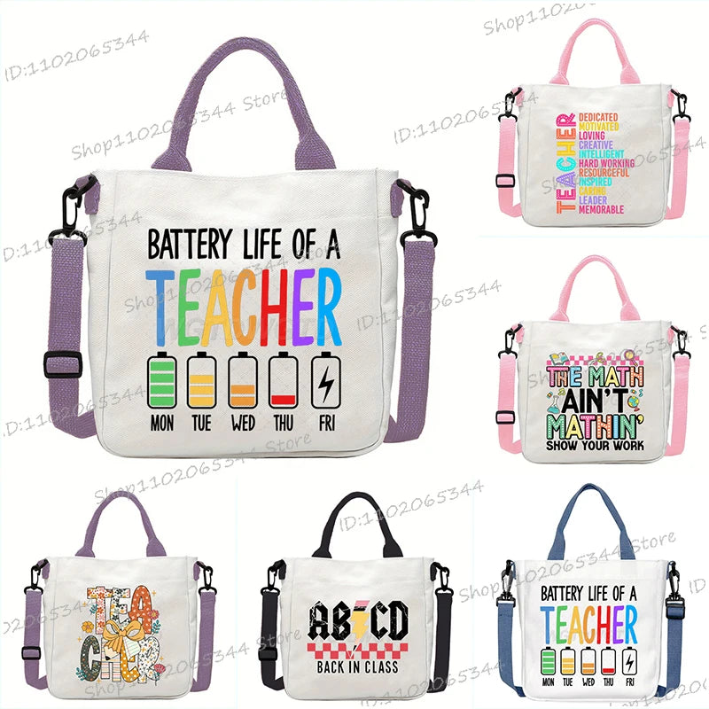 New Designer School Handbag Funny Back To School Print Crossbody Bag for Girls Boys Fashion Teacher Gifts Canvas Shoulder Bags