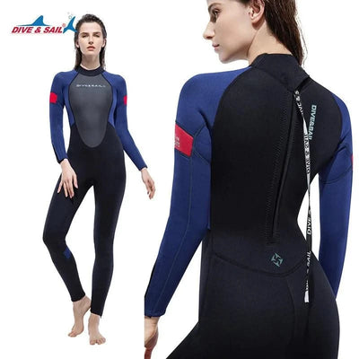 New 3mm Neoprene Wetsuit  One-Piece Suits Keep Long Sleeved Warm Surf Scuba Diving Suit Sunscreen  Beach Snorkeling Swimsuit