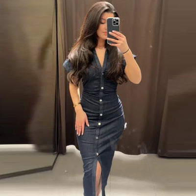 TRAF Women's Dresses Elegant Blue Long Dresses Summer 2025 Midi Sexy Resort Dress Vestido Ruffled Corset Button Up Woman Dresses