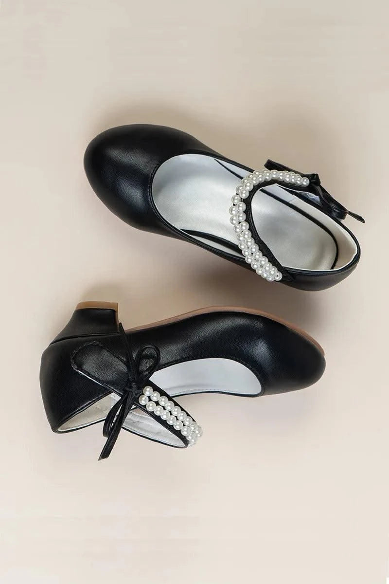 Pearl Crystal Princess Leather Shoes| High Heel Shoes For Kids, Girls, Teen Party | Wedding | Formal Sandals
