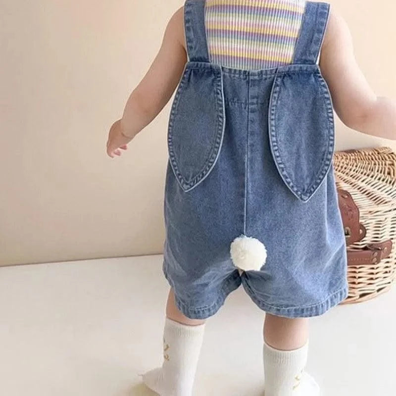 Kids Summer Clothes Toddler Girls Cute Outfits Striped Vest + Denim Straps Baby Girls Suits Children's Clothing