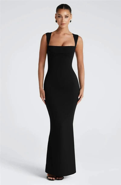 Royal Style Square Collar Sleeveless Sexy Maxi Dress For Women