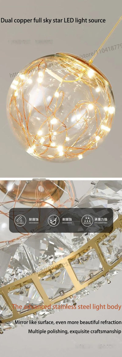 Modern Home DecorLED Lights Crystal Pendant Lamps Room Chandeliers Dining Table Pendant Lights Indoor Lighting Dimmable Light