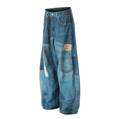 G6676# Blue Men Women Jeans Fashion Vintage Streetwear Y2K Wide Leg Jean Trouser Baggy Denim Pants