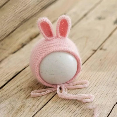 Knitted Handmade Rabbit Hat | New-born Photography Props |Adjustable Infant/ Baby  Headwear