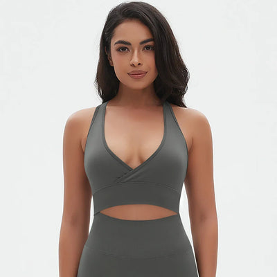 Women Sports Bra High Support Impact Ruched Fitness Underwear Gym Yoga Top Workout Clothes Push-up Corset Padded Activewear