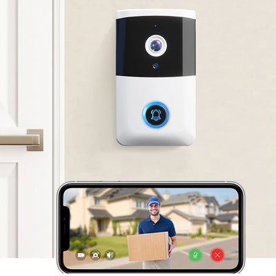 WiFi Wireless Video Doorbell IR Night Vision Doorbell Camera Two-way Audio Visual Doorbell for Home Security Alarm System