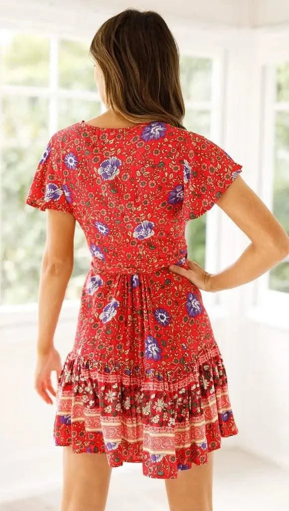 Elegant Women's Dresses Summer Bohemian Dress Vestidos Curtos Mujer Kadın Elbisesi Yazlık Kısa Elbiseler Midi Elbiseler Robe Ete
