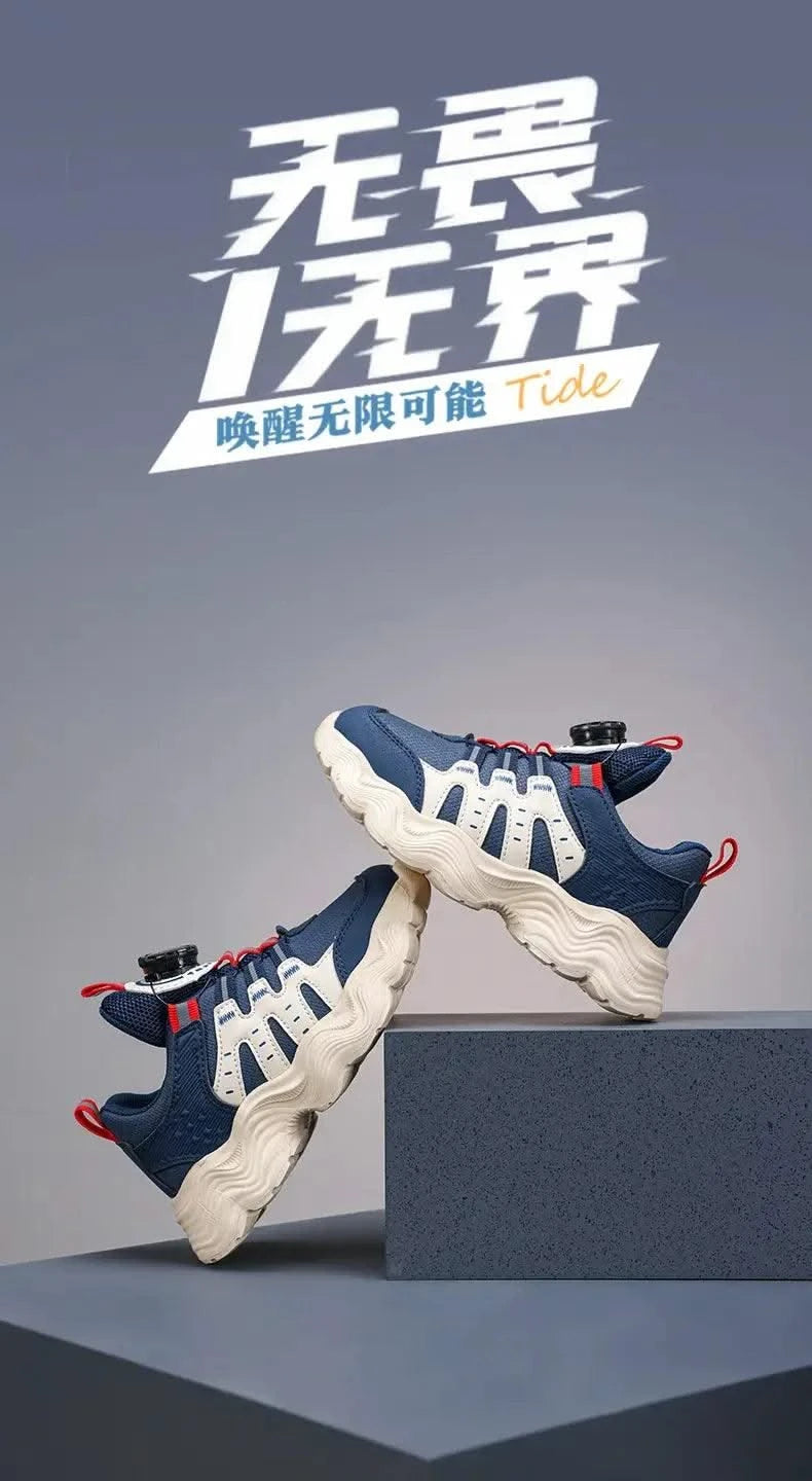 Children's Sports Shoes New Fashion Boys' Casual Sneakers Soft Soled Boys' and Girls' Rotating Buckle Anti Slip Running Shoes