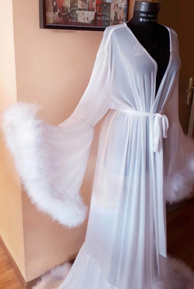 Feather Edge Wedding Robe Maternity Dress Pregnant Women Photography Gown Fur Evening Prom Slip jacket Customized