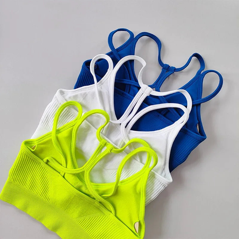 Women Breathable Sports Bra  Anti-sweat Fitness Top  Seamless Yoga Bra Gym Crop Top Brassiere Push Up Sport Bra Gym Workout Top