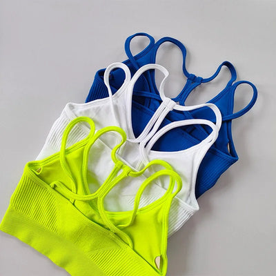 Women Breathable Sports Bra  Anti-sweat Fitness Top  Seamless Yoga Bra Gym Crop Top Brassiere Push Up Sport Bra Gym Workout Top