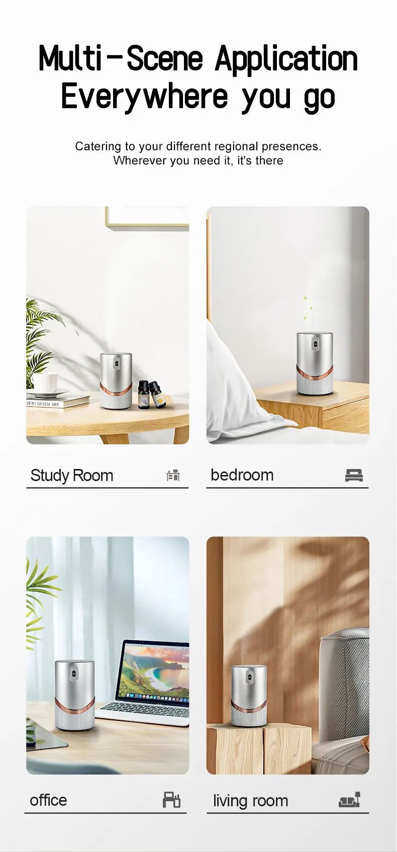 Car Diffuser Car Air Fresheners Room Fragrance Diffuser HD Digital Display Portable Waterless Diffuser For Home Office Bedroom
