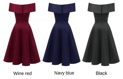 2024 New Vintage Women Summer Dresses Off Shoulder V-Neck Retro 50s 60s Elegant Dress Sexy Rockabilly Party Dress Midi Vestidos