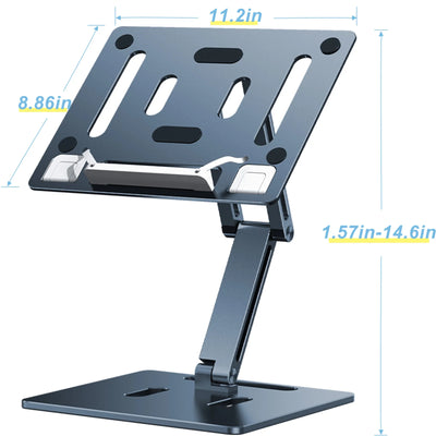 Aluminum Laptop Stand Height  Angle Adjustable Reading Stand with Foldable Base Notebook Desktop iPad Stand Tablet Stand Holder