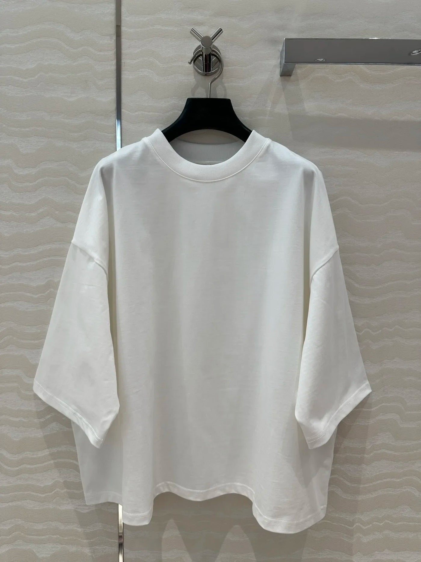 100% Cotton White Top Shoulder-loose High-end Short-sleeved Women T-shirt