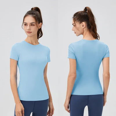 2024 Women Sports Shirt Tight Yoga top Quick Dry Gym Top Outdoor Short Sleeve Running Sportswear Women T-shirts - Elanique
