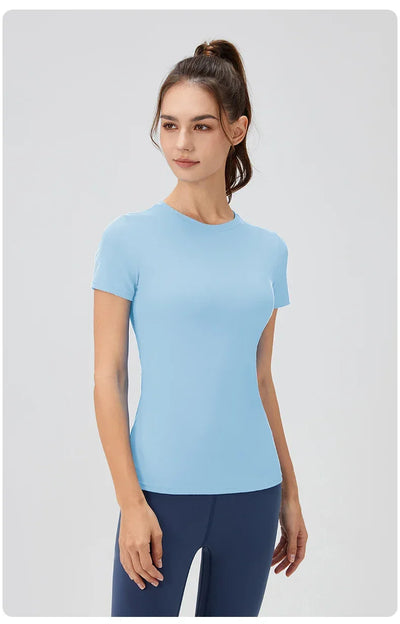 2024 Women Sports Shirt Tight Yoga top Quick Dry Gym Top Outdoor Short Sleeve Running Sportswear Women T-shirts - Elanique