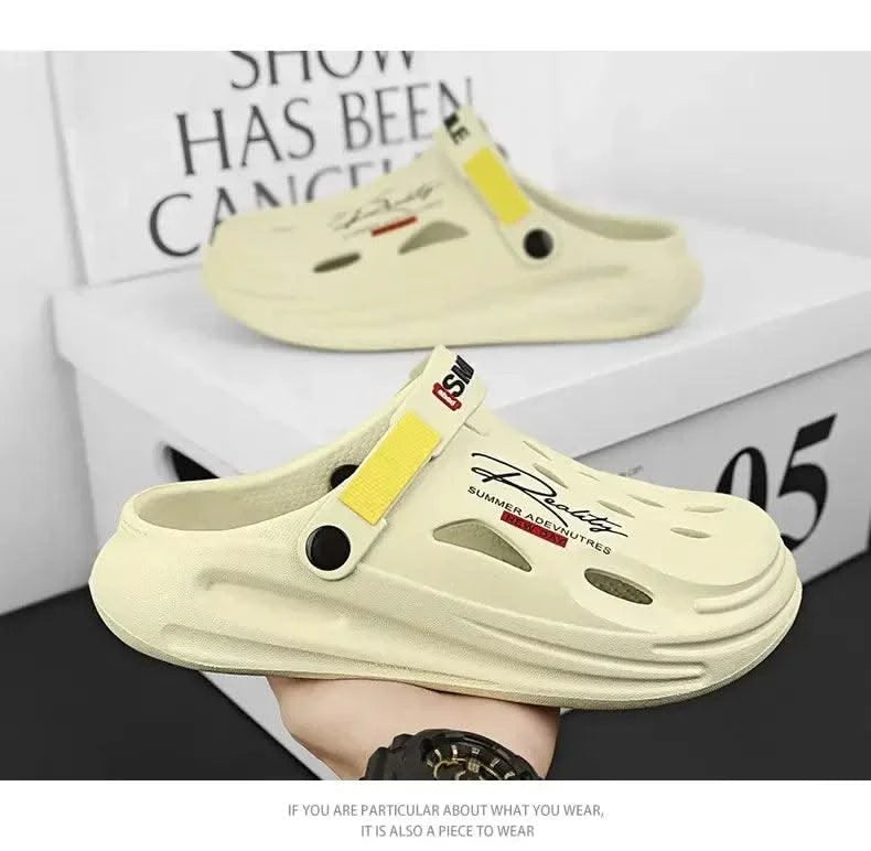 2025 New Men's Clogs Slippers Sandal Men Garden Shoes Flat Sandals Male Sneakers Outdoor Home Clogs Slides Men Summer Shoes - Elanique