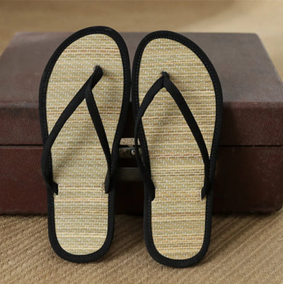 Fashion Women Flip Flop Flat Sandals Summer 2025 Silent Rattan Comfortable Beach Slippers Casual Minimalist Thong Sandals