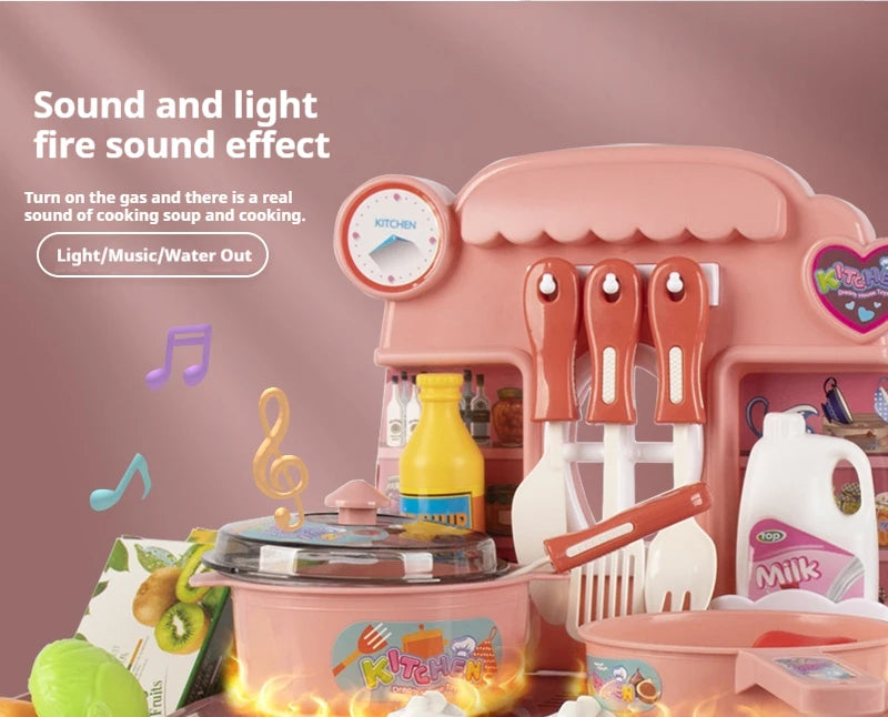 Simulated Kitchen Toys Kitchenware Lighting and Sounds Cooking Game Set Children Fun Educational Toy Educational Toys Boys Girls