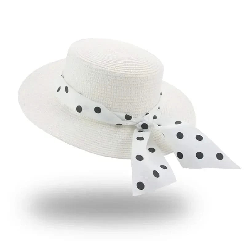Bucket Hat Beach Summer Straw Hats for Women Flat Top Ribbon Bowknot Elegant Luxury Straw Women Summer Hats Sombreros De Mujer
