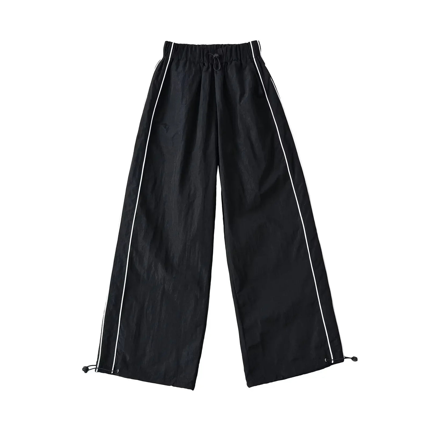 Women's Wide-Leg Joggers Adjustable Ankle Cuffs Side Stripes Drawstring Waist Lightweight Streetwear