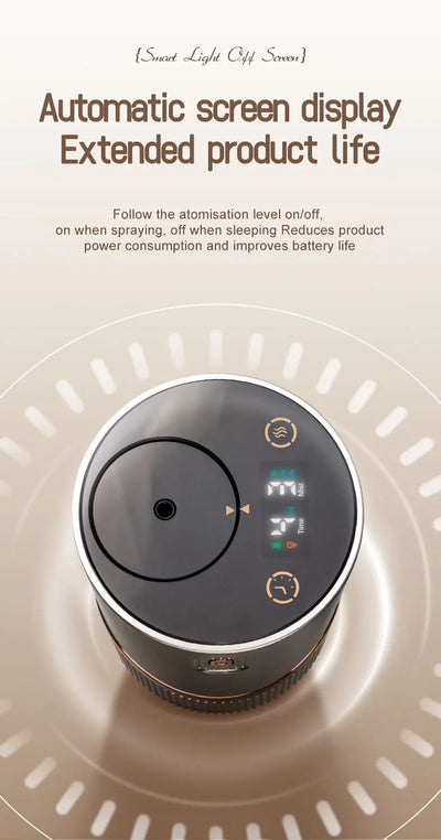 Car Diffuser Car Air Fresheners Room Fragrance Diffuser HD Digital Display Portable Waterless Diffuser For Home Office Bedroom