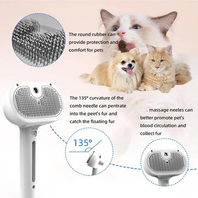 Dog Steam Grooming Brush Pet Spray Hair Removal Comb ABS Luxury Grooming Brush For Smooth Coat Pet 3 In 1 Groomer Steam