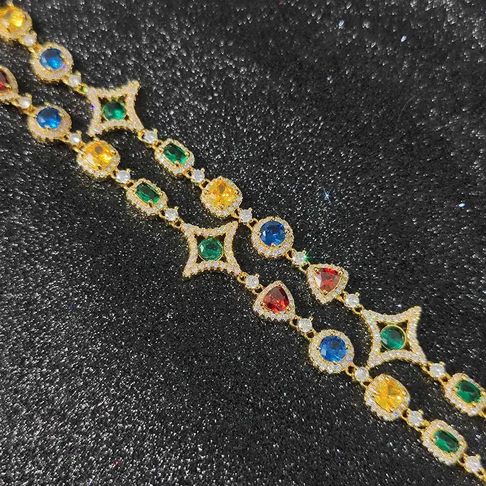 Luxury Necklaces 18k Gold Plated Rainbow Zircon Necklace Trendy Clavicle Chain Fashion Jewelry For Women Birthday Gift