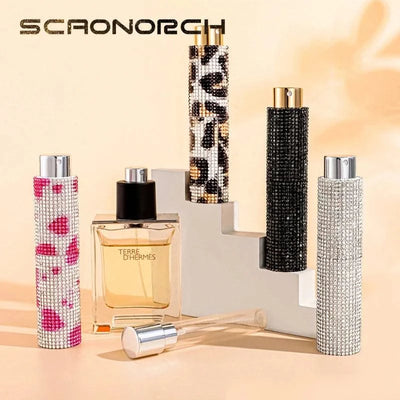 Luxury 10ml Perfume Spray Bottle Bling Rhinestones Refillable Perfume Atomizer Empty Bottle Travel Cosmetic Essential Container