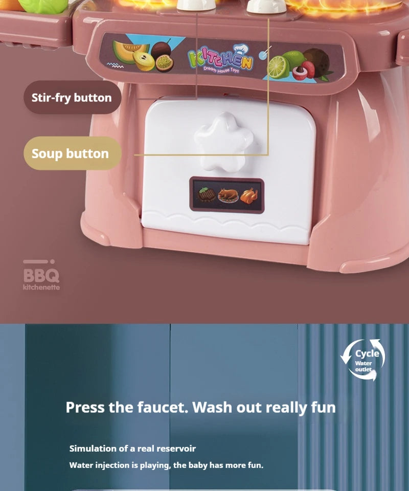 Simulated Kitchen Toys Kitchenware Lighting and Sounds Cooking Game Set Children Fun Educational Toy Educational Toys Boys Girls