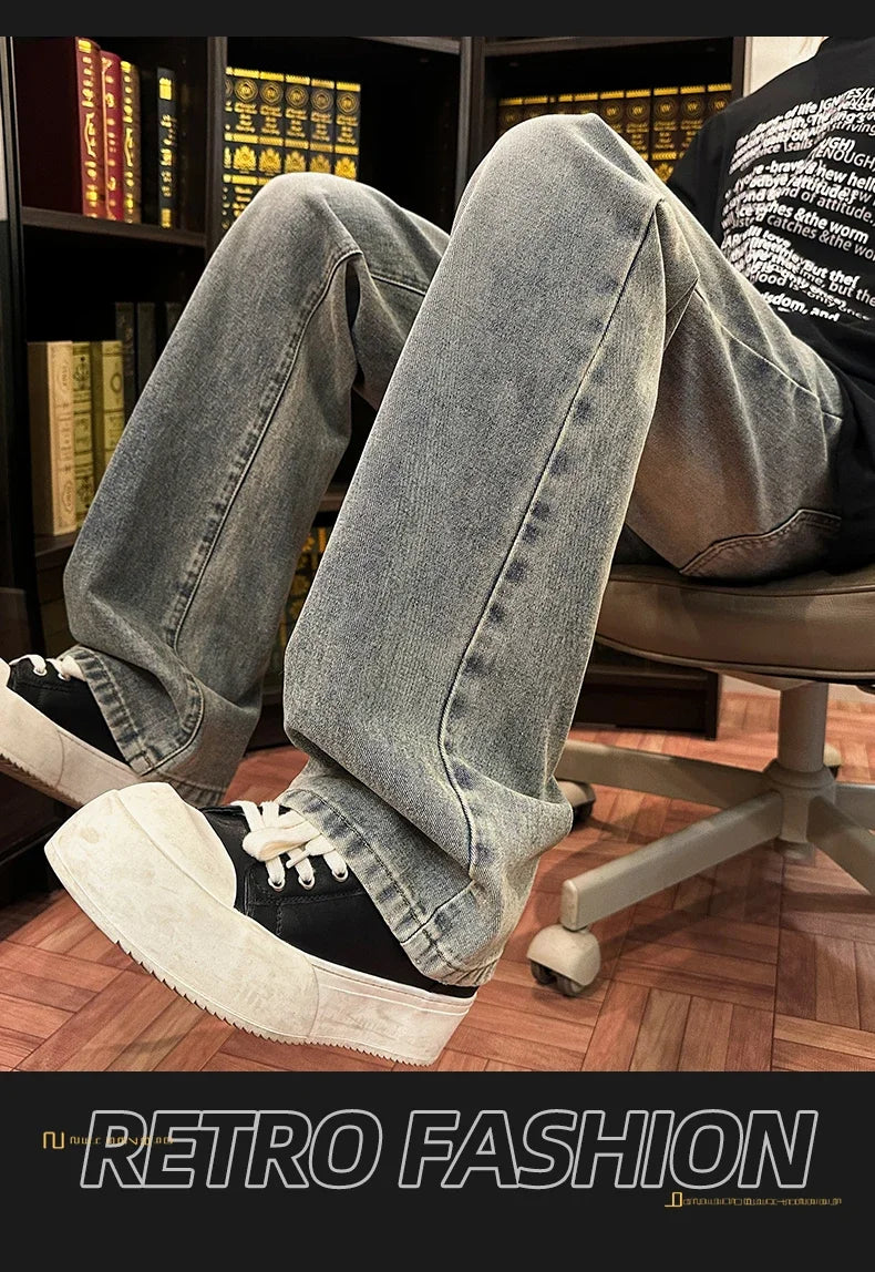 Autumn New Men's Jeans Baggy Straight Wide Leg Male Fashion Vintage Denim Pants Men Youth Popular Brand Streetwear Jean Trousers