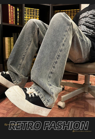 Autumn New Men's Jeans Baggy Straight Wide Leg Male Fashion Vintage Denim Pants Men Youth Popular Brand Streetwear Jean Trousers