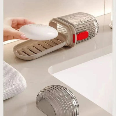 Soap Dish with Drain WaterLuxury Travel Soap Case Sealed Portable Container Mini Soap Box Compact Storage for Business Trips