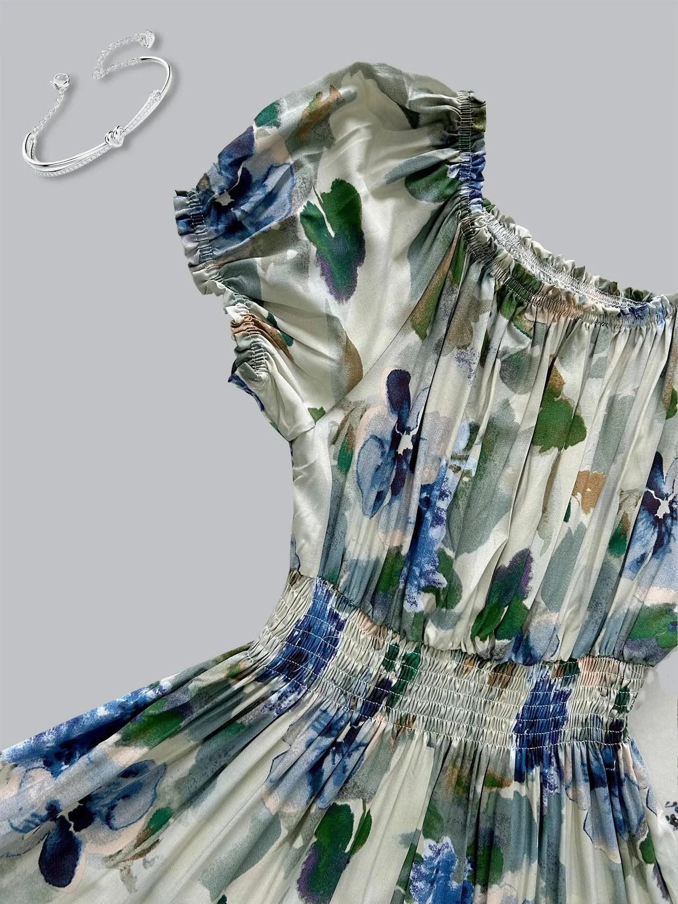 Women's Floral Summer Fashion Women's Print One-line Shoulder Dress Summer Beach Vacation Dress Causul Dress for Women