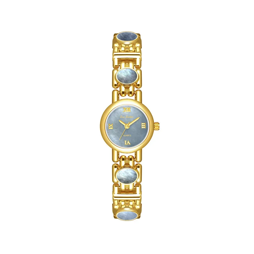 2025 High-End Vintage Woman Watches Fashion Elegant Natural Jade Stones Quartz Watch Retro Waterproof Hand Clock Gifts
